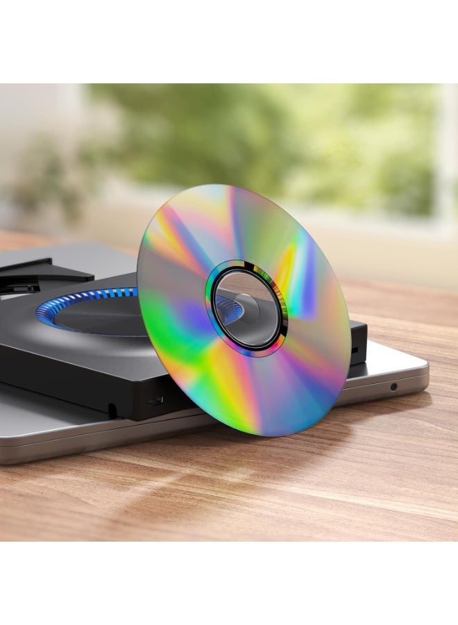 كيلا مشغل أقراص CD DVD خارجي للكمبيوتر المحمول USB-C ناسخ أقراص CD/DVD +/-RW قارئ كاتب محرك أقراص محمول مع منفذ USB 3.0 وفتحة بطاقة SD لأجهزة Apple Mac و Windows 11/10/8/7 و Linux PC والكمبيوتر المحمول - Image 2